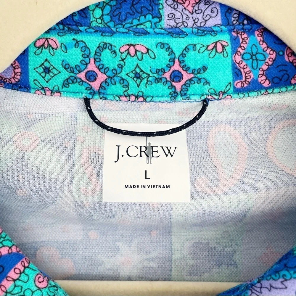 J Crew Performance Polo Shirt With COOLMAX in print size Large pattern golf tee